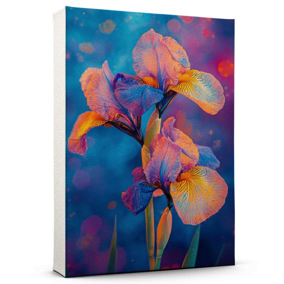 Iris Flower Canvas Wall Art 8x12 inches - Soft Vintage Floral Iris Flower Canvas Print Botanical Wall Decoration