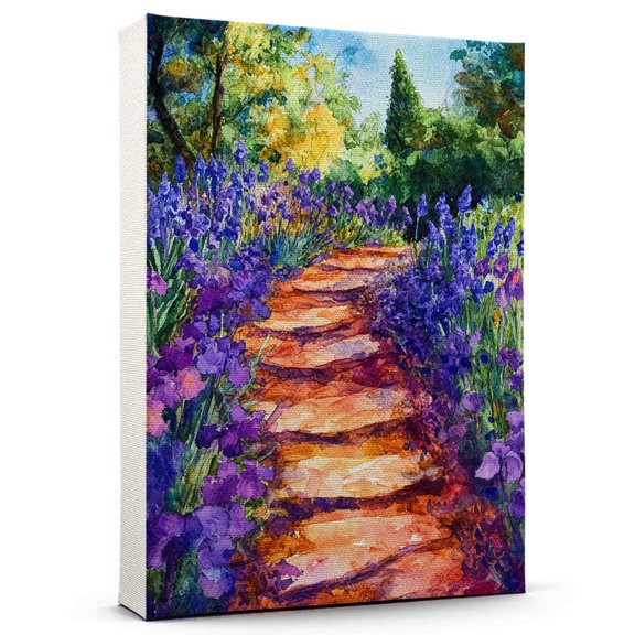 Iris Flower Canvas Wall Art 8x12 inches - Vintage Rustic Botanical Floral Iris Flower Watercolor Canvas Art