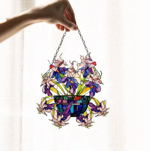 Iris Flower Floral Acrylic Suncatcher Window Hanging Home Decor Mom Gift