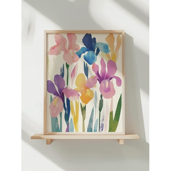 Iris Flower Market Art Poster: Pastel Floral Able Posters, Unframed Canvas Size 8x12