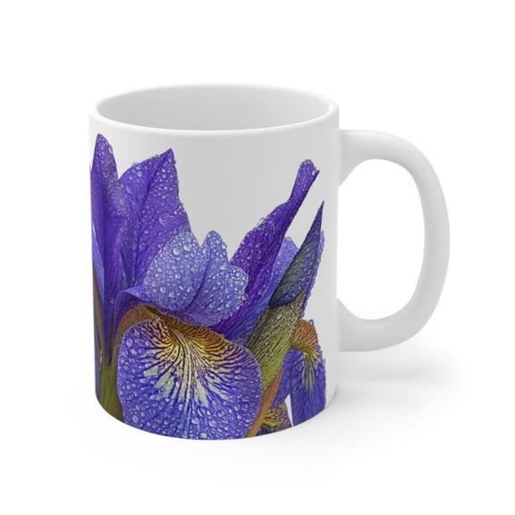 Iris Flower Mug, Botanil Spring Drinkware, Nature Inspired Gift.