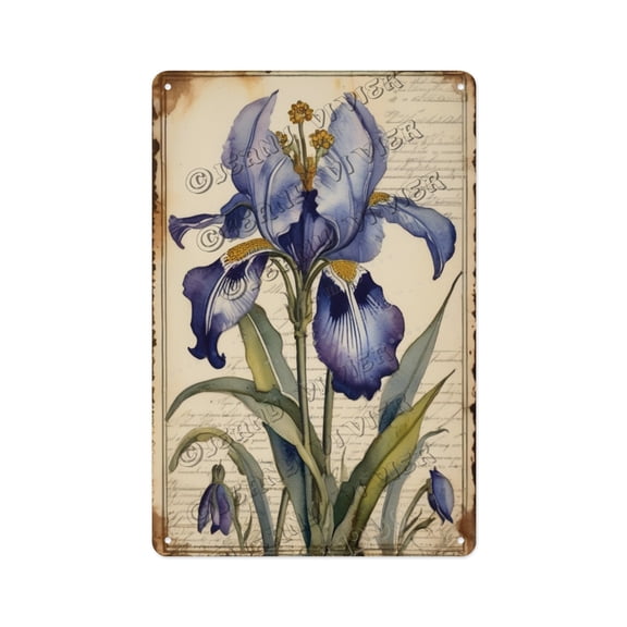 Iris Flower Retro Metal Sign - Aluminum 8x12 Inches - Stunning Flower Decor, Ideal for Living Rooms, Spring Gardens, and Mother's Day Gifts