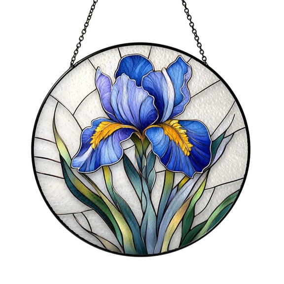 Iris Flower Stained Glass Pattern, Botanical Floral Window Art Template, Stained Glass Style Digital Design File for Creative Suncatcher Projects
