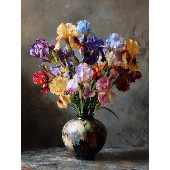 Iris Flower Still Life Canvas Print Wall Art for Living Room Bedroom Dining Room Hallway Decor