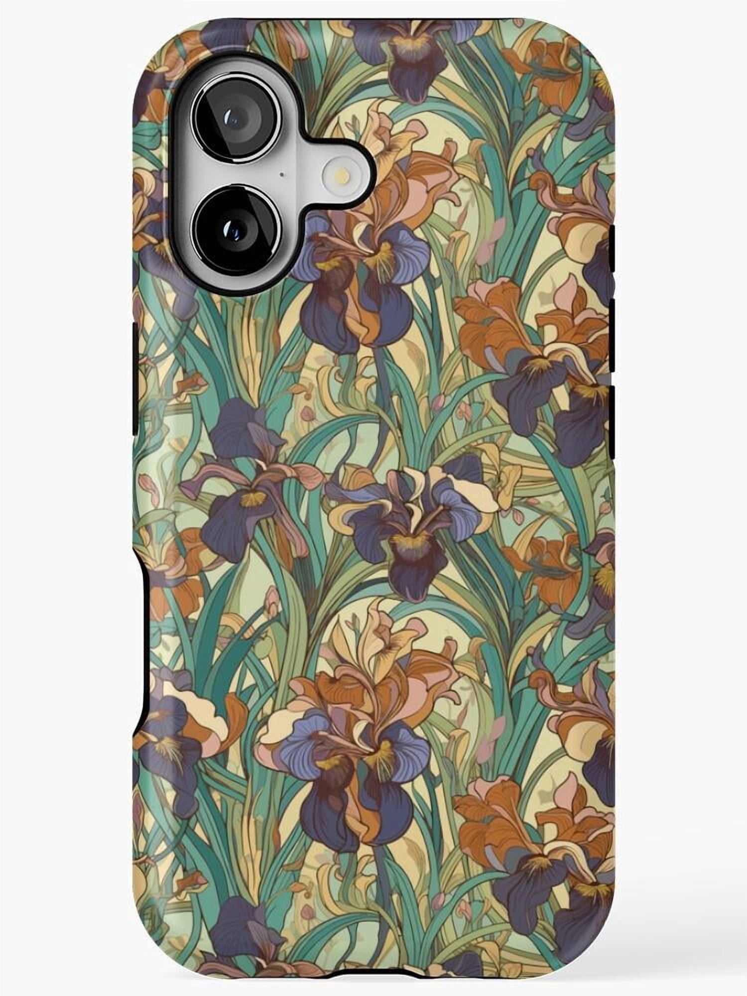 Iris Flower and Curving Vine Tough Phone Case for Select Apple iPhone ...