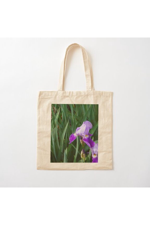 Iris Flowers Canvas Tote Bags, Reusable Shopping Bag