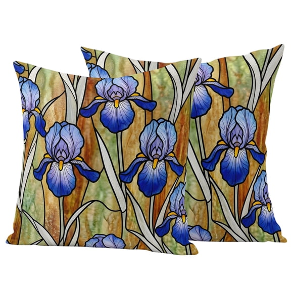 Iris Flowers Outdoor Pillow Covers Pack of 2 Lead Lines Floral Abstract Botanical Waterproof Throw Pillow Covers Decorative Cushion Cases for Patio Garden Tent Balcony Couch 16x16 inch