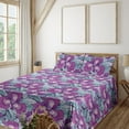 thumbnail image 1 of Ambesonne Iris Flowers Fitted & Flat Sheet with Sham 3 Pcs Set, Trippy Design Flowers, Twin, Cadet Blue Purple, 1 of 1