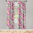 thumbnail image 1 of Iris Flowers Window Curtains, Dreamy Design of a Tropical Scene Jungle Leaves and Floral Boho, Lightweight Decor 2-Panel Set with Rod Pocket, Pair of - 28"x63", Pastel Pink Pale Green, by Ambesonne, 1 of 3