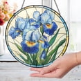 thumbnail image 1 of Iris Glass Suncatcher v5, Floral Window Hanging Art, Botanical Garden Home Decor, 6.3 in, 1 of 3