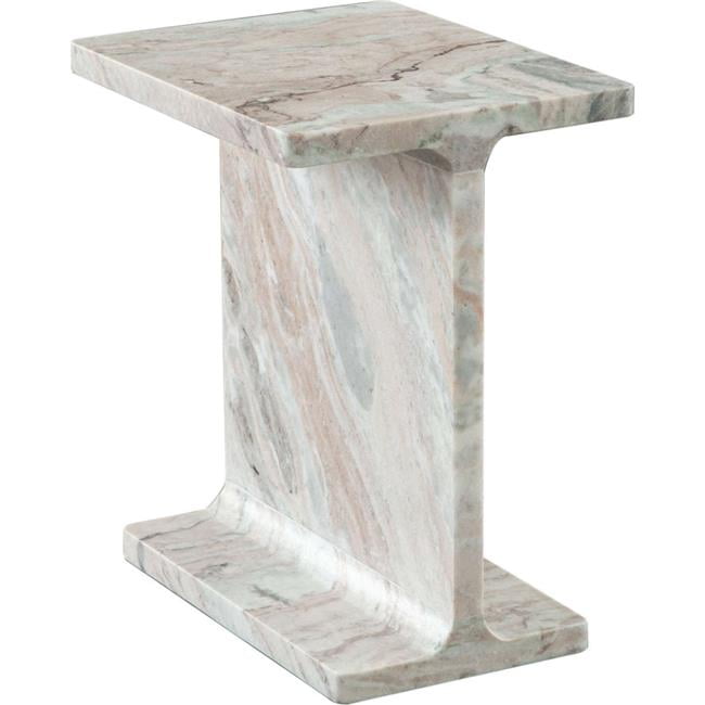 Natural Marble I-Beam Accent Table, 15 x 12 x 18