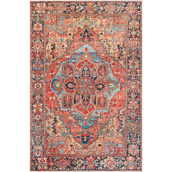 Iris IRS-2310 9' x 12' Rug in Bright Red/Navy/Wheat/Ice Blue/Green/Ivory