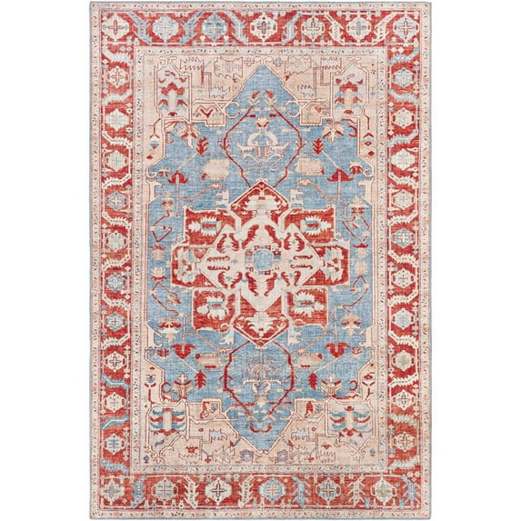 Iris IRS-2337 9' x 12' Rug in Light Blue/Cream/Red