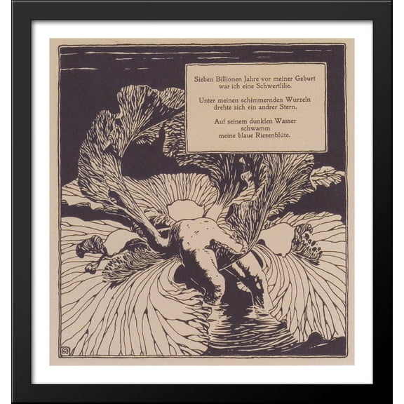 Iris. Illustration to a poem by Arno Holz. 28x30 Large Black Wood Framed Print Art by Koloman Moser
