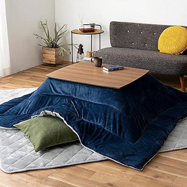 Iris Ohyama Kotatsu Comforter Square Heat Storage Cotton Velor Material