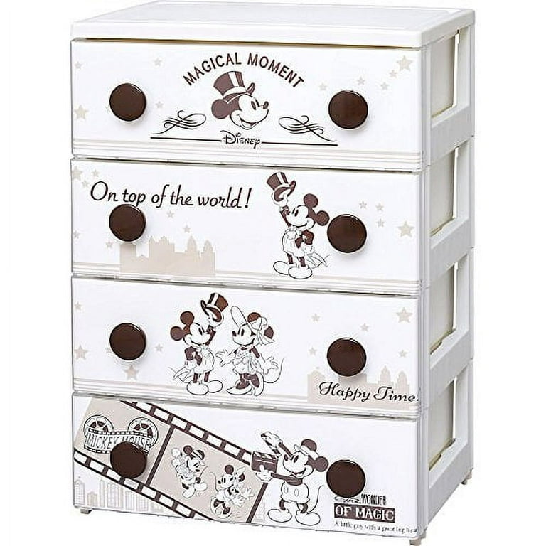 Iris Ohyama Storage Chest Mickey 4 Tiers Finished Product Made in Japan  Kids Width 55 x Depth 43 x Height 81 cm CHG-T554