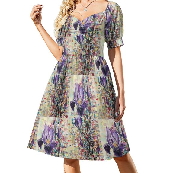 Iris Painting Sleeveless Dress dresses for woman beach dress Woman's evening dress