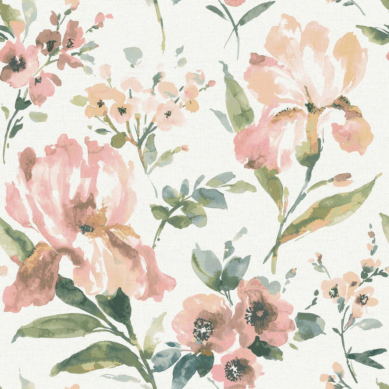 Pink Floral Botanical Peel and Stick Wallpaper Roll