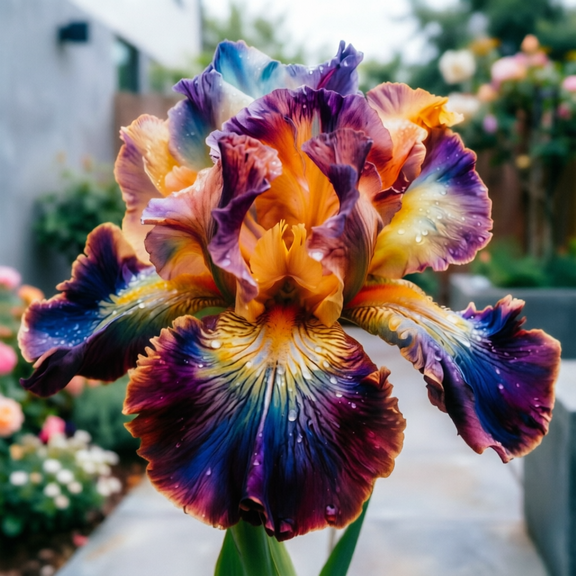 Iris Planting-Ornamental-Premium Garden Stakes-Home Decoration-4bulbs-(Non-Artificial)