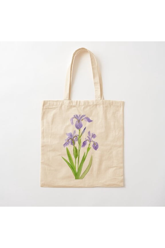 Iris Prismatica Botanical Canvas Tote Bags, Reusable Shopping Bag