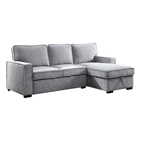 Iris Sectional Sofa- Pull Out Sleeper- Storage Chaise- Gray- 93 Inch