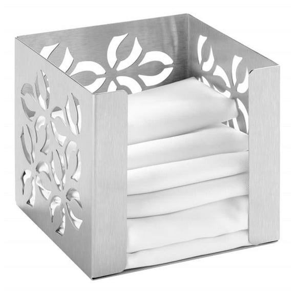 Iris Small Napkin Holder, Stamped Brushed Stainless Steel