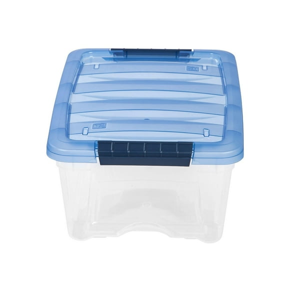 Iris Stack & Pull 12.9 Qt. Latch Lid Storage Bin Navy/Clear (100306)
