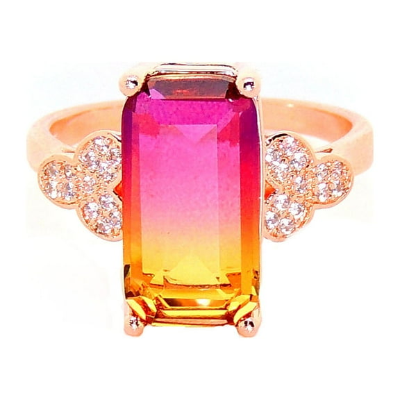 Iris Statement Ring Womens Rainbow Cz Rose Plated Womens Ginger Lyne Collection