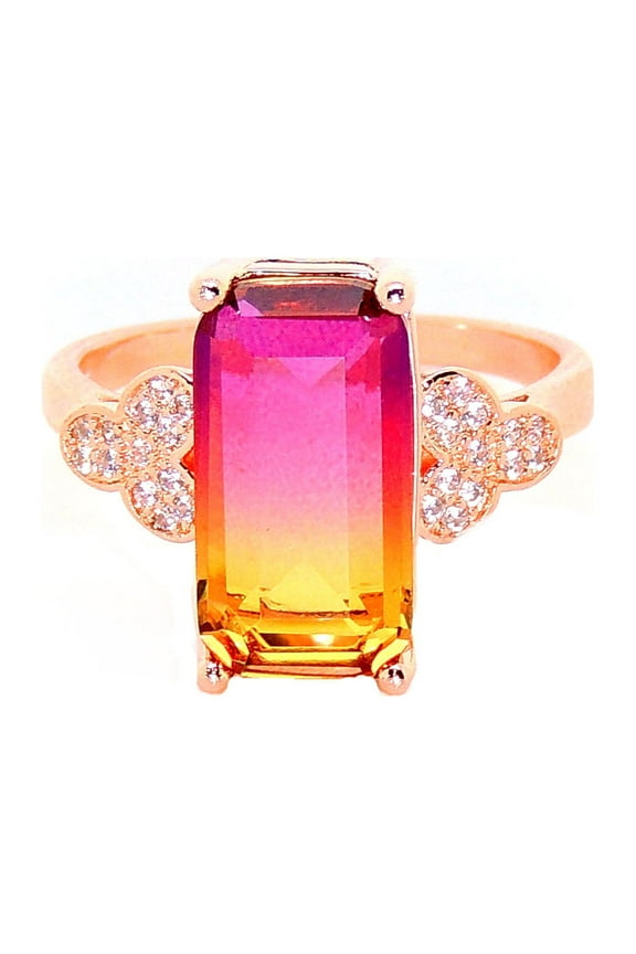 Iris Statement Ring Womens Rainbow Cz Rose Plated Womens Ginger Lyne Collection