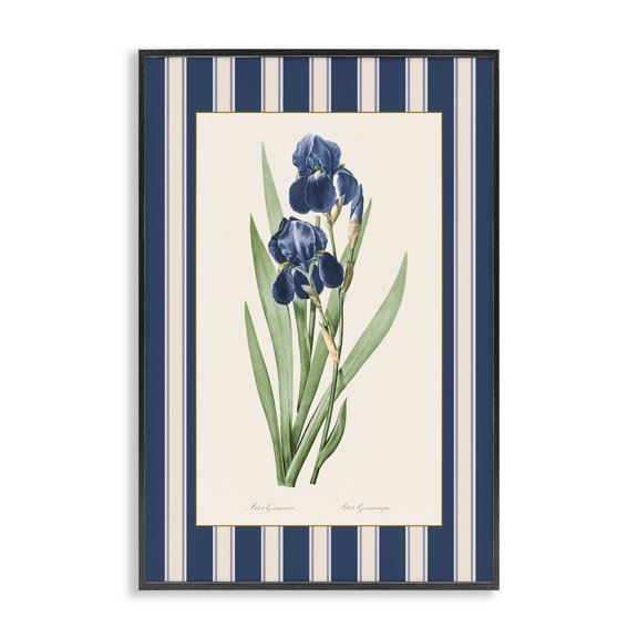 Stupell Industries Iris Study over Stripes Black Framed Giclee Art, design by Corinne Haig, 24 x 16