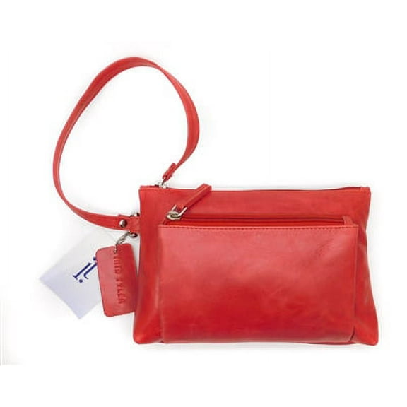 Iris Tyler Genuine Leather, Melissa Wristlet, Red