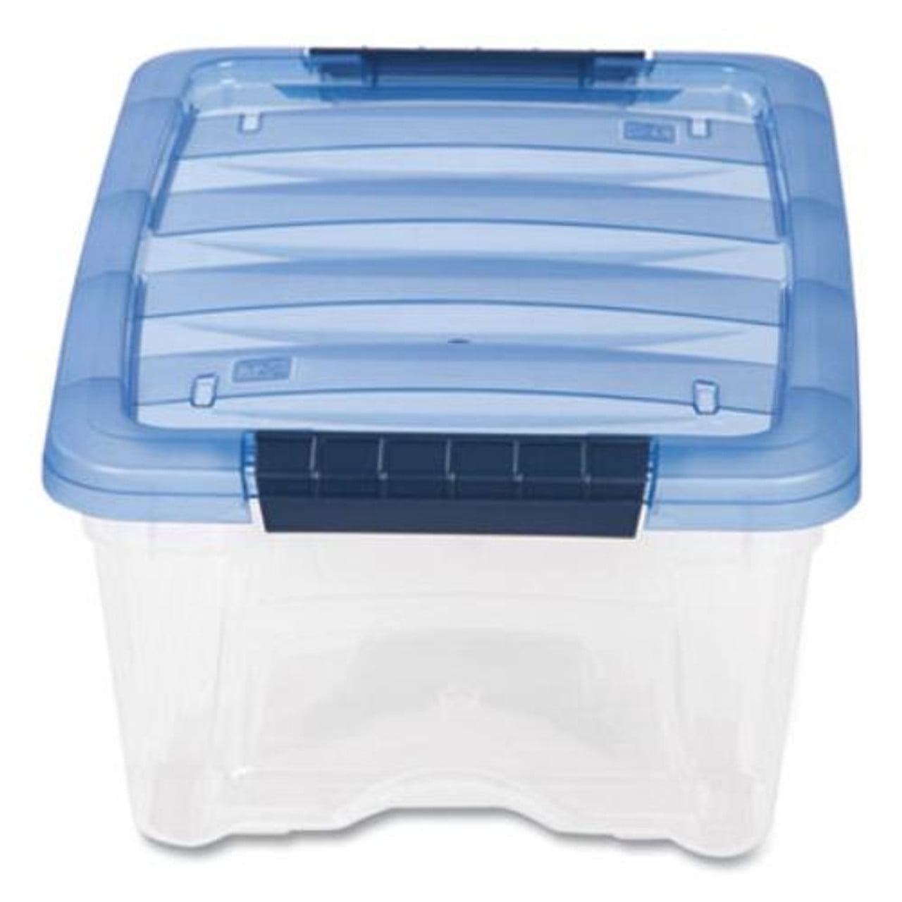 Clear and Blue Stackable Plastic Storage Box with Lid, 3.23 Gallon