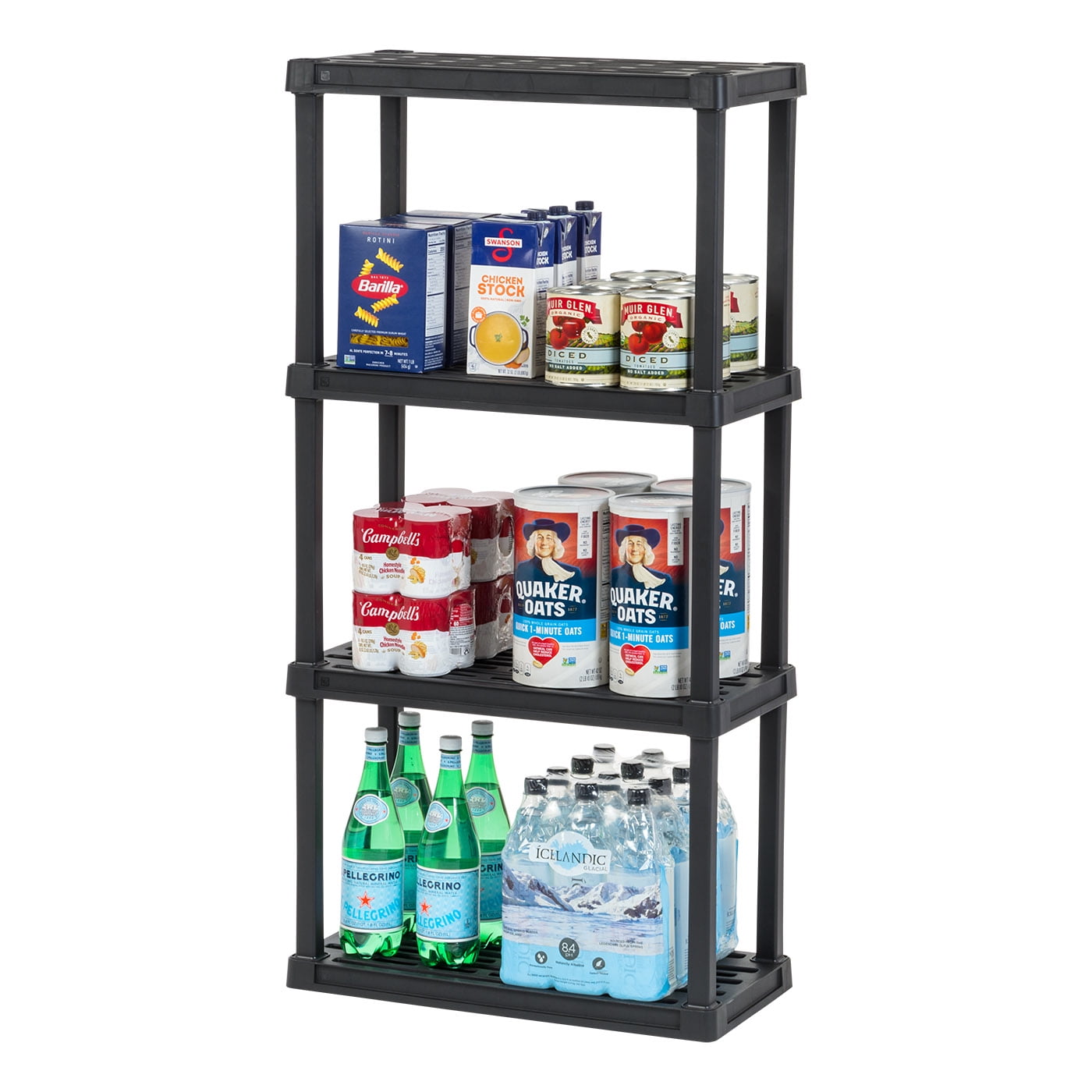 IRIS USA Black 4-Tier Plastic Shelving Unit