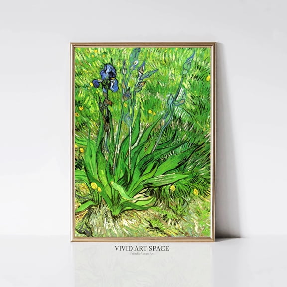 The Iris By Vincent Van Gogh, Impressionist Floral Painting Print, Green Botanical Art Print, UNFRAMED PAPER POSTER, Home Decor, Vintage Gift, Living Room Dercor