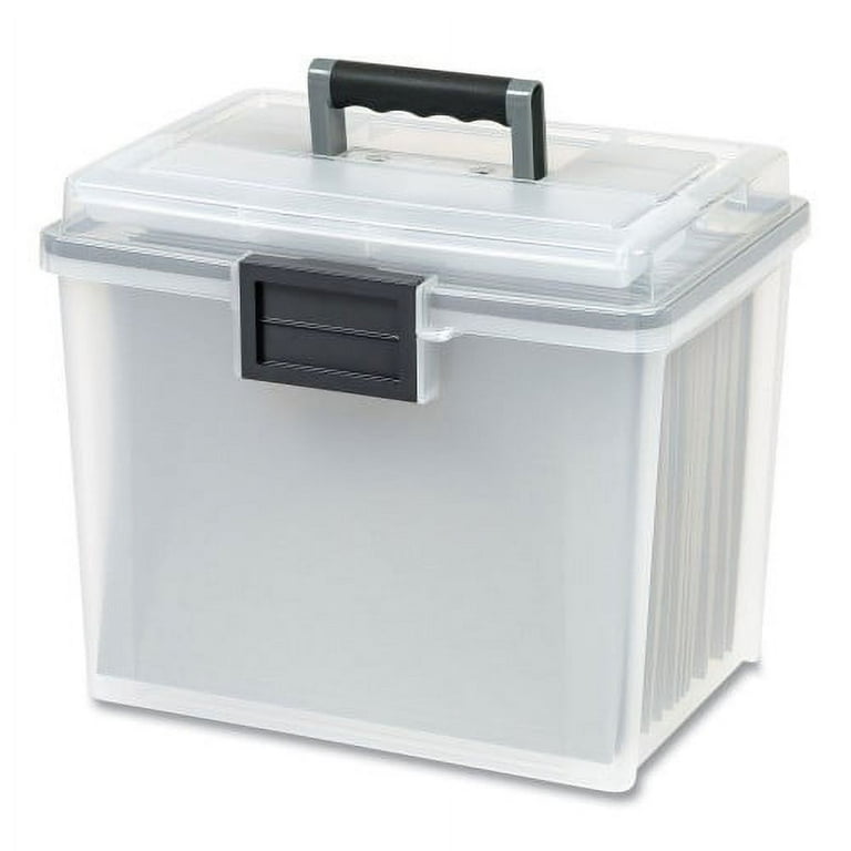 WEATHERTIGHT Portable File Box, Letter Files, 13.7 x 10.4 x 11.8, Clear/Gray Accents WEATHERTIGHT Portable File Box, Letter Files, 13.7 x 10.4 x 11.8, Clear/Gray Accents