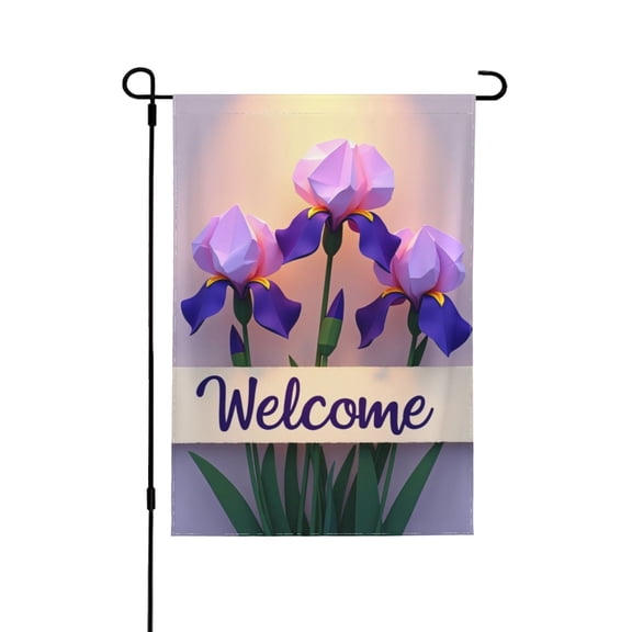 Iris Welcome Garden Flag 12x18 Inch Double Sided – Spring Floral Paper Craft Outdoor Yard Decoration For Porch, Lawn & Patio