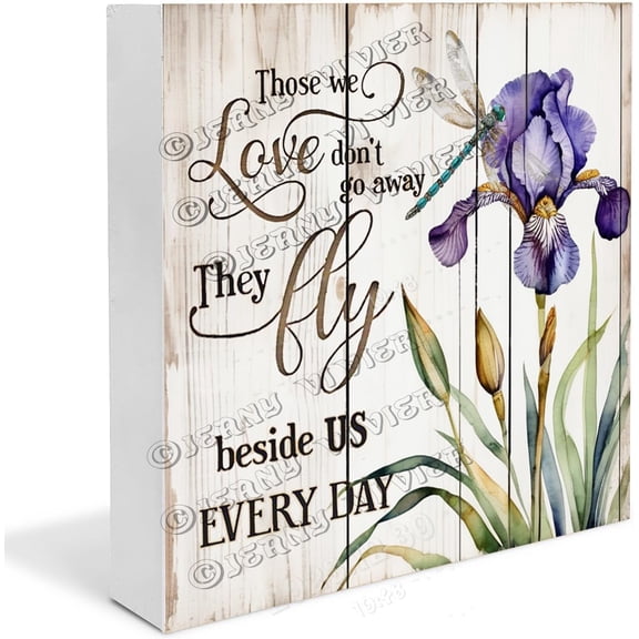 Iris Wooden Box Sign Iris Gifts Funny Flower Art for Kids Rustic Home Sign Desk Centerpiece Wood Block Signs Housewarming Gifts 5x5 In