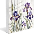 thumbnail image 1 of Iris Wooden Box Sign Iris Gifts Funny Flower Art for Office Rustic Desk Accessories Office Desk Centerpiece Wood Block Signs Housewarming Gifts 5"x5", 1 of 6