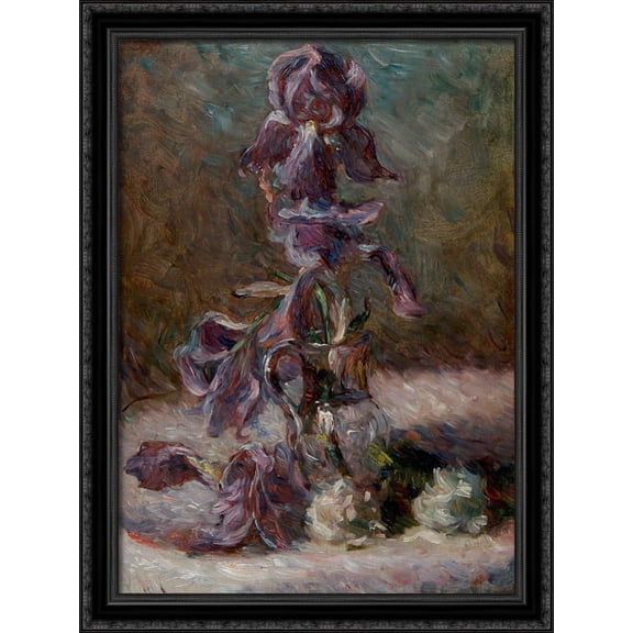 Iris in a vase 1886 28x36 Large Black Ornate Wood Framed Canvas Art by Marie Bracquemond