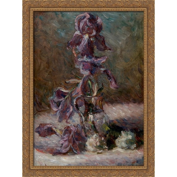 Iris in a vase 1886 28x36 Large Gold Ornate Wood Framed Canvas Art by Marie Bracquemond