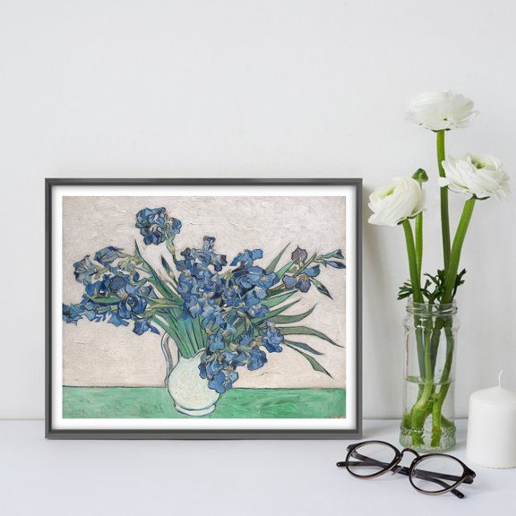 Irises 1890 Canvas Prints of Vincent Van Gogh Famous Oil Paintings Reproduction, Framed Floral Wall Art, 8" X 10"