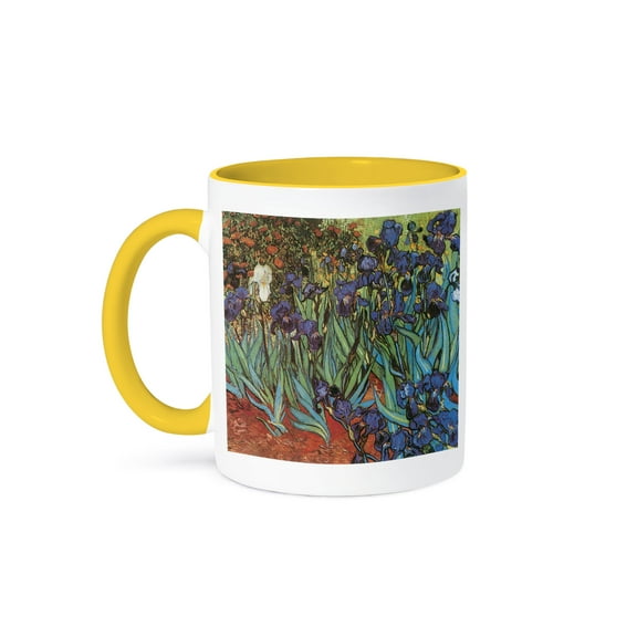 3dRose, Irises by Vincent Van Gogh, 11oz Two-Tone Yellow Mug