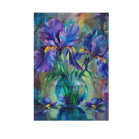 Irises Flower in Vase Garden Flag 28X40 Double Sided Yard Flags for Outside Outdoor All Seasonal Decoration