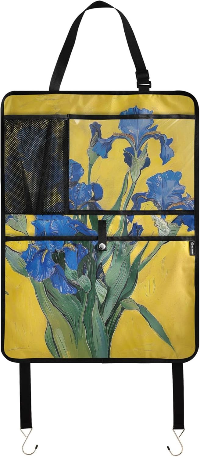 Irises Painting Flowers Van Gogh Auto Seatback Organizer Kick Mat