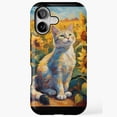 thumbnail image 1 of Irises and Cat in Garden Artistic Print iPhone Case 17 11 12 13 14 15 16 Pro Max, 1 of 2