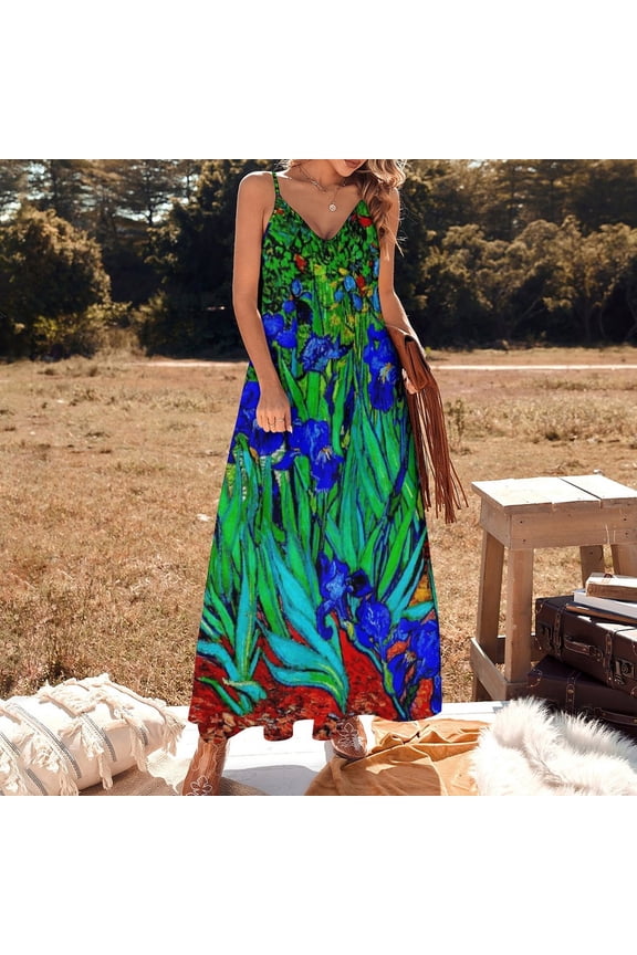 Irises by Vincent van Gogh | van Gogh Fine Art Sleeveless Dress Women's evening dress womans clothing