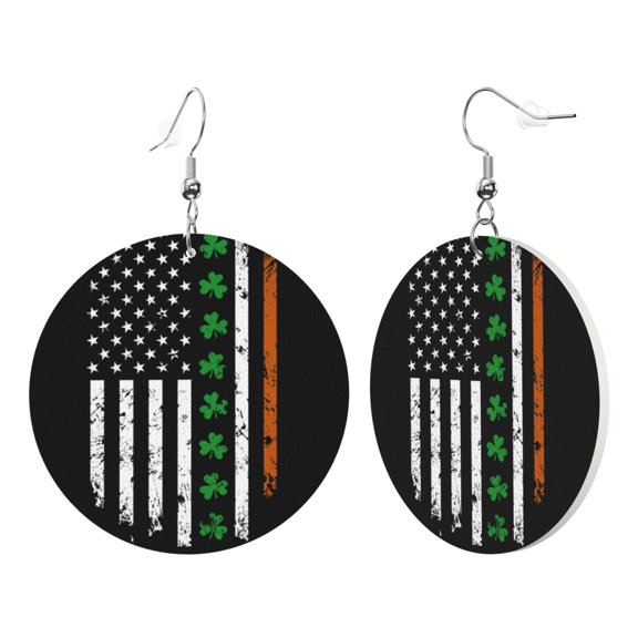 Irish America Flag Dangle Round Lightweight Drop Circle Earrings For Women