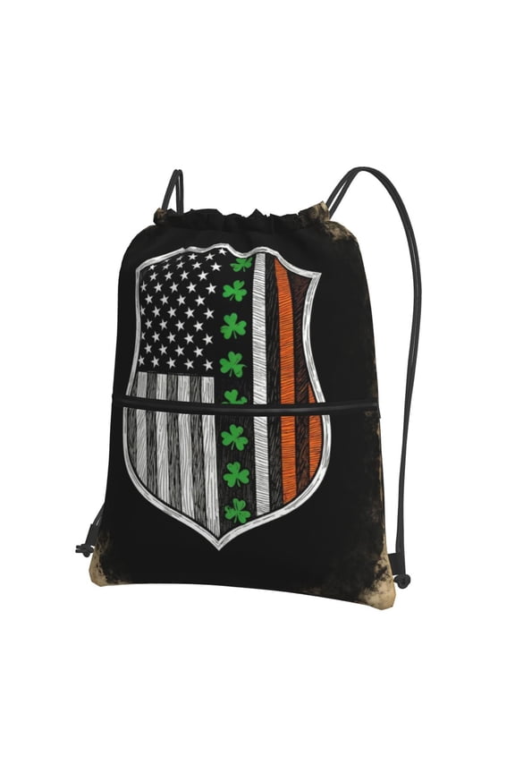 Irish America Flag Drawstring Backpack Bag Water Resistant Yoga Shopping Cinch Bag Sackpack For Men Women