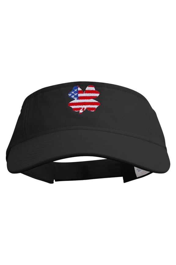 Irish American Flag Embroidered Pro Style Cotton Twill Washed Visor - Black OSFM