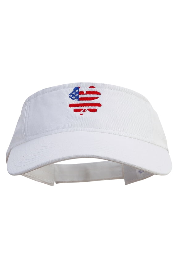 Irish American Flag Embroidered Pro Style Cotton Twill Washed Visor - White OSFM